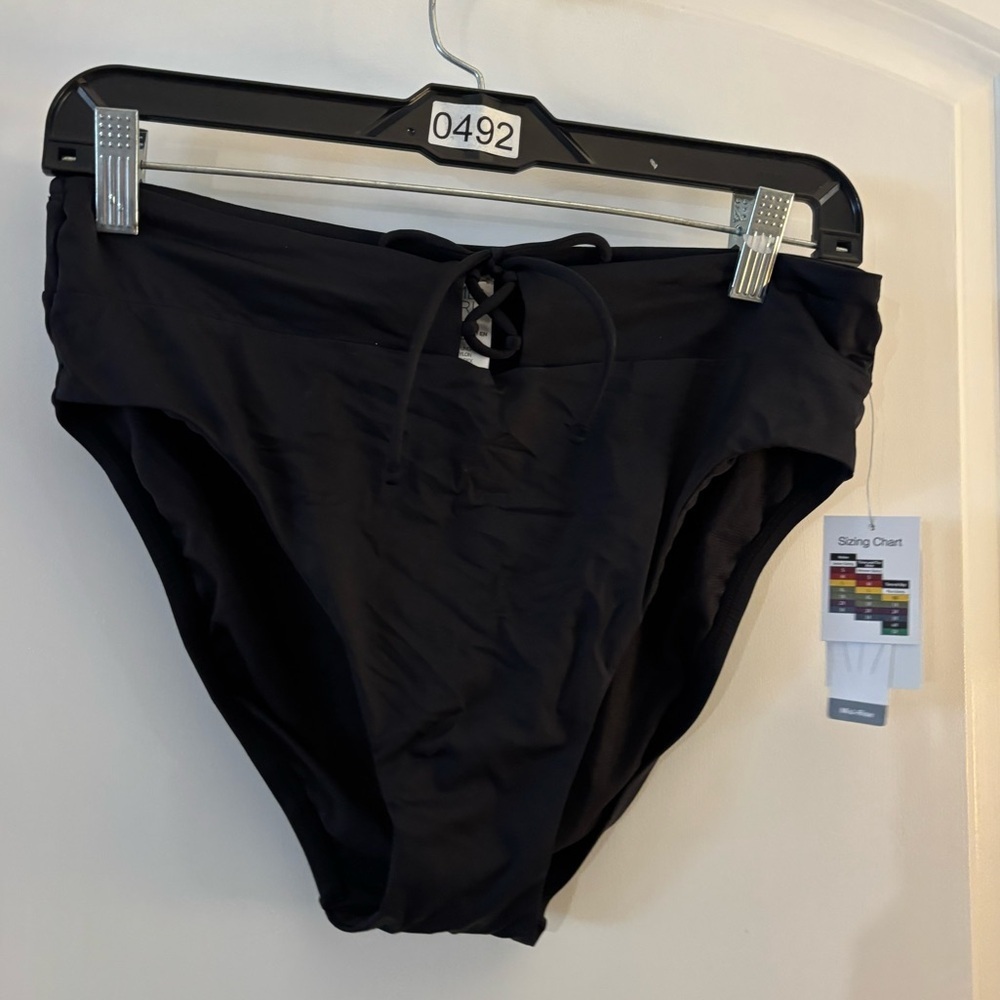 Time & Tru Black High-Waisted Bikini Bottoms Sz L NWT